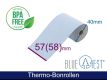 ARTDEV Thermorolle - 57(58) 40 12 (B/D(max.)/K) weiss, 19m, Blue4est® (Blau) Ökopapier B/D/K = Breite / Durchmesser / Kern Vor Kauf bitte prüfen, ob der Drucker dieses Papier verarbeiten kann